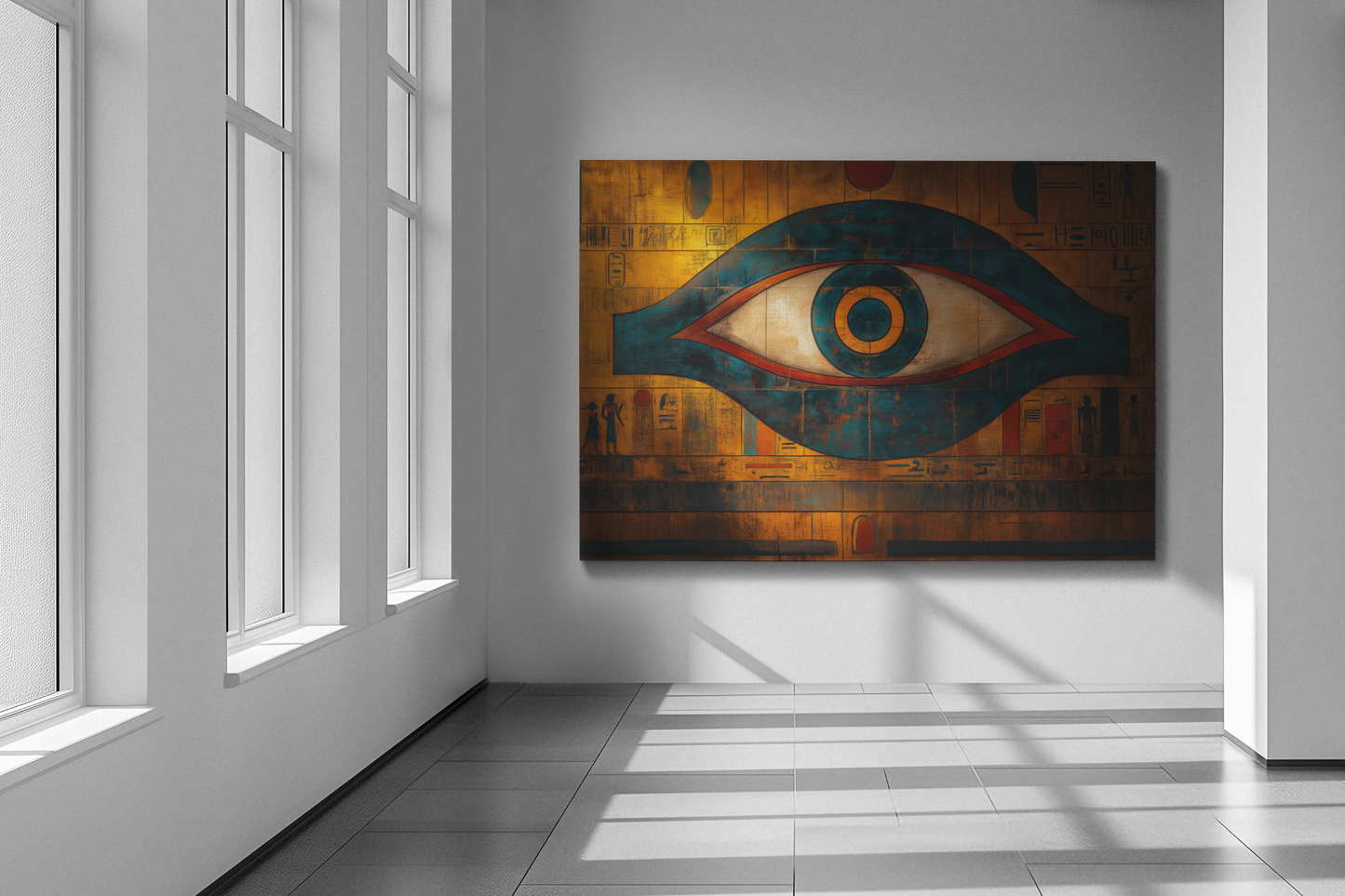 Horus' Eternal Gaze, Modern Art, Wall Art, Poster, Matte Canvas, Stretched, 1.25"