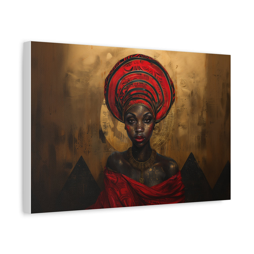 African Beauty1, Wearing Headwrap, Wall Art, Black Art, BlackGirlMagic, Matte Canvas, Stretched, 1.25"