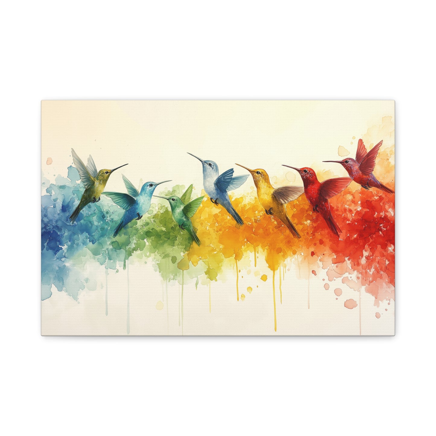 Humming Birds, Modern Art, Wall Art, Poster, Matte Canvas, Stretched, 1.25"