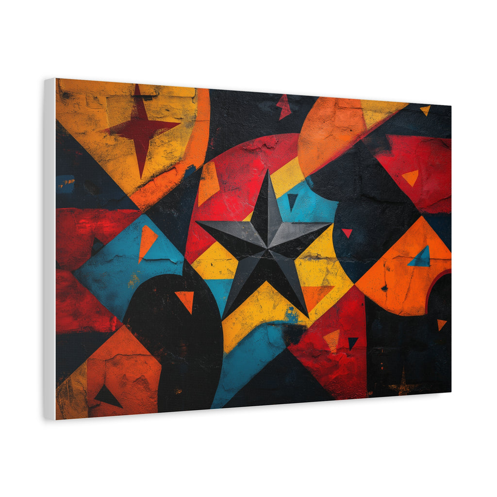 Black Star, Modern Art, Wall Art, Poster, Matte Canvas, Stretched, 1.25"