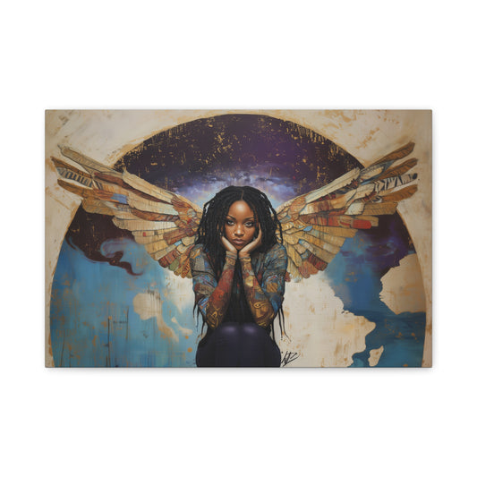 African Angel, Modern Art, Wall Art, Poster, Matte Canvas, Stretched, 1.25"