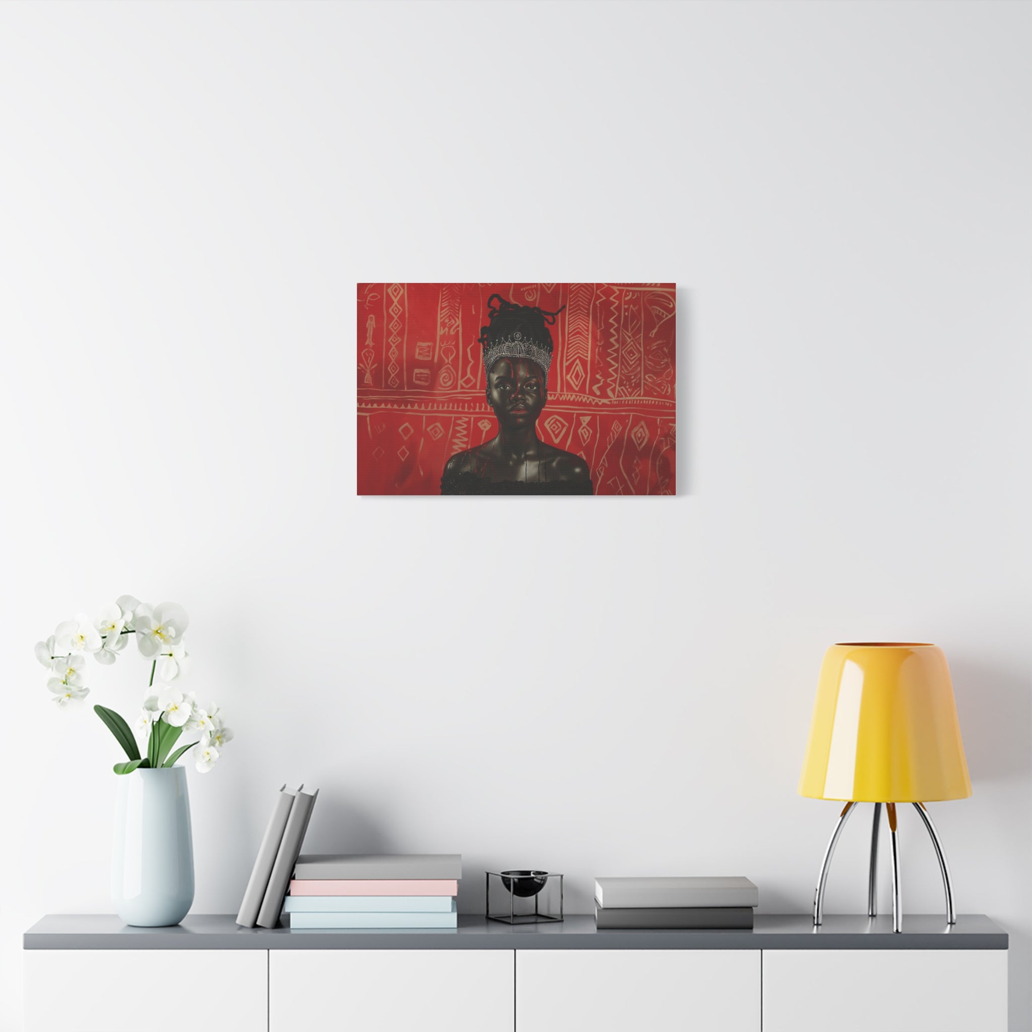 African Queen, wearing crown blood dripping down her body, Wall Art, Black art, Matte Canvas, Stretched, 1.25"