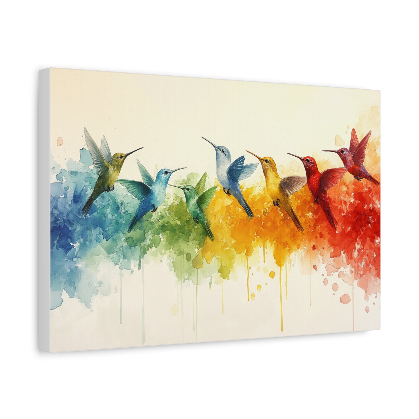 Humming Birds, Modern Art, Wall Art, Poster, Matte Canvas, Stretched, 1.25"