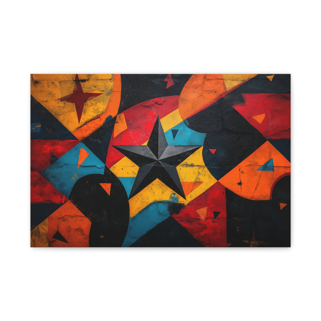 Black Star, Modern Art, Wall Art, Poster, Matte Canvas, Stretched, 1.25"