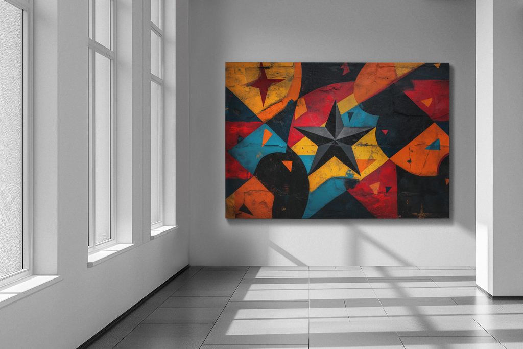 Black Star, Modern Art, Wall Art, Poster, Matte Canvas, Stretched, 1.25"