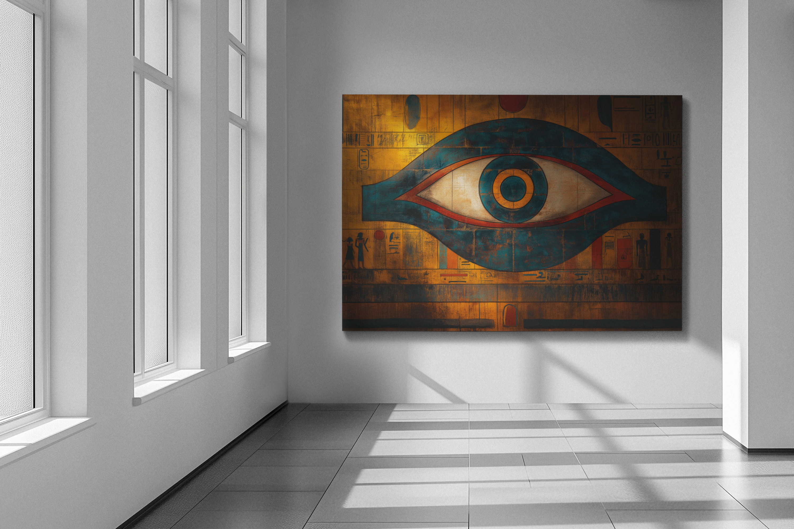Horus' Eternal Gaze, Modern Art, Wall Art, Poster, Matte Canvas, Stretched, 1.25"