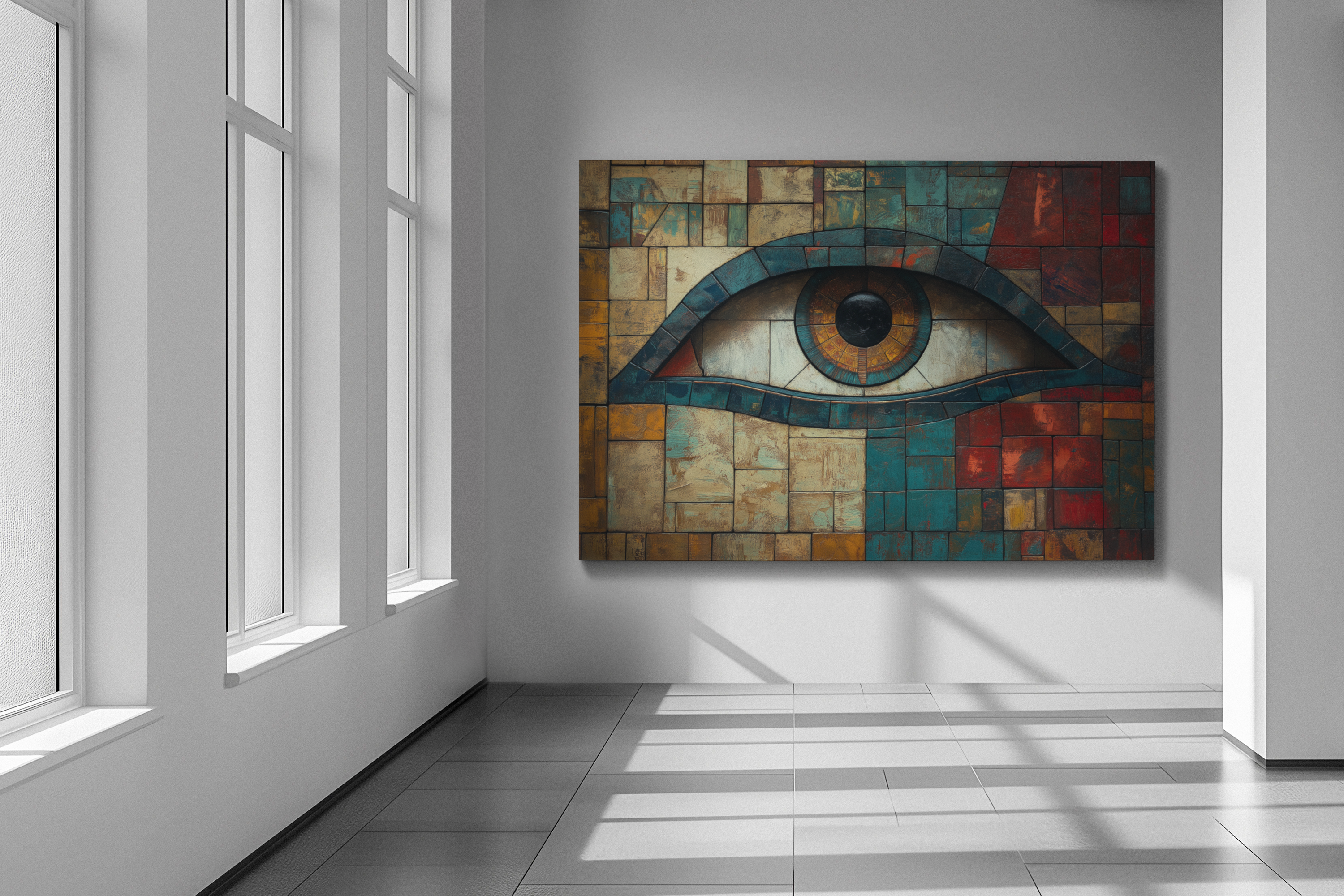 Mosaic Eye of Divinity, Modern Art, Wall Art, Poster, Matte Canvas, Stretched, 1.25"