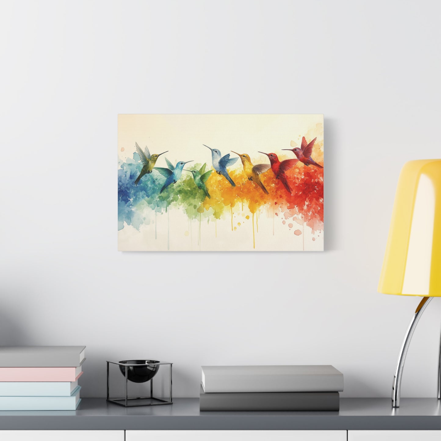 Humming Birds, Modern Art, Wall Art, Poster, Matte Canvas, Stretched, 1.25"