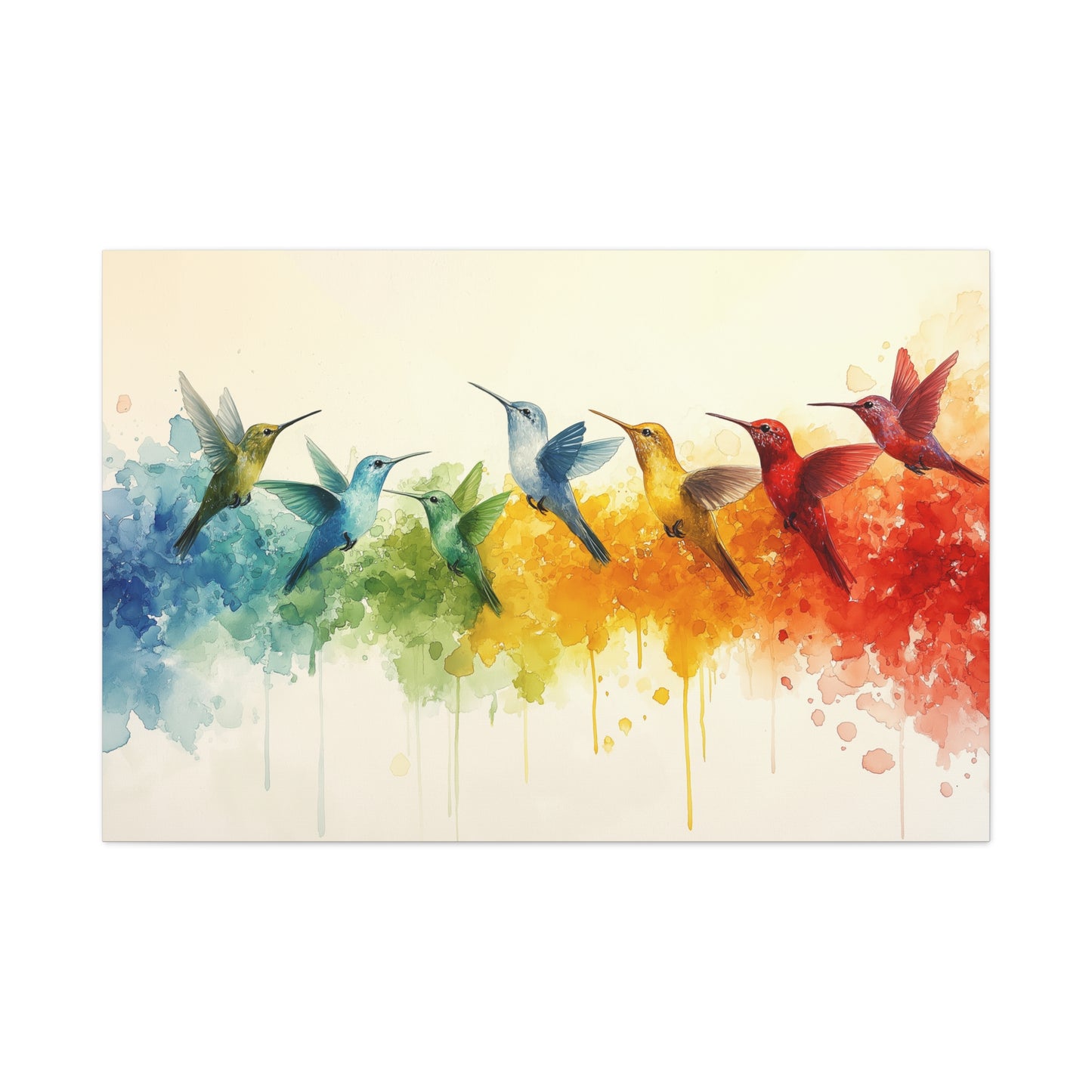 Humming Birds, Modern Art, Wall Art, Poster, Matte Canvas, Stretched, 1.25"