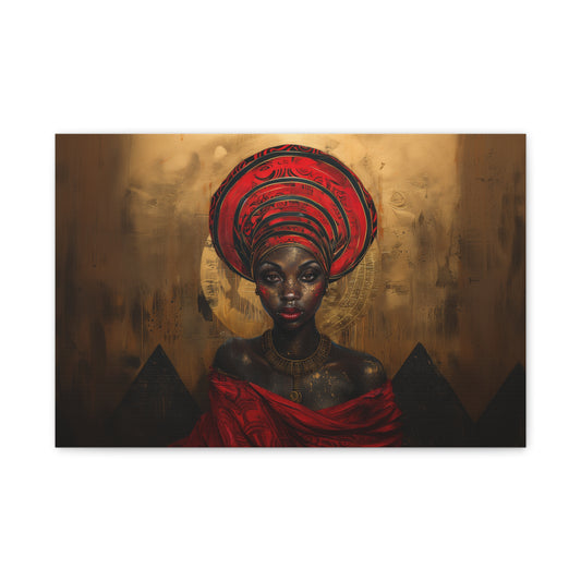 African Beauty1, Wearing Headwrap, Wall Art, Black Art, BlackGirlMagic, Matte Canvas, Stretched, 1.25"