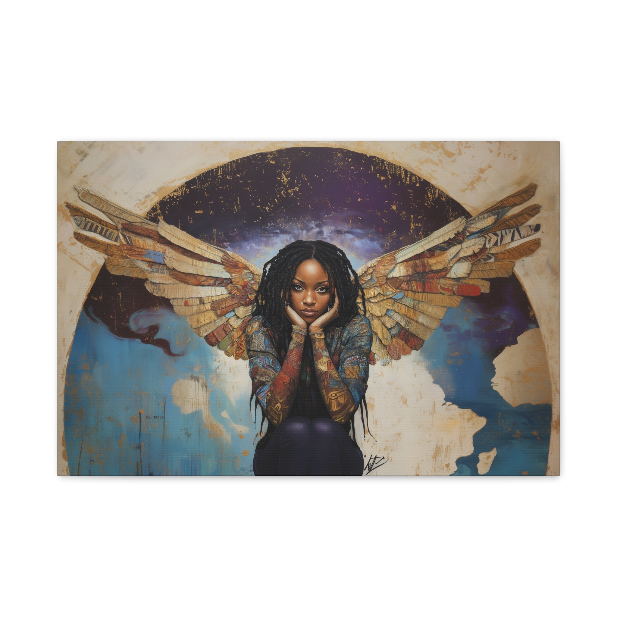 African Angel, Modern Art, Wall Art, Poster, Matte Canvas, Stretched, 1.25"