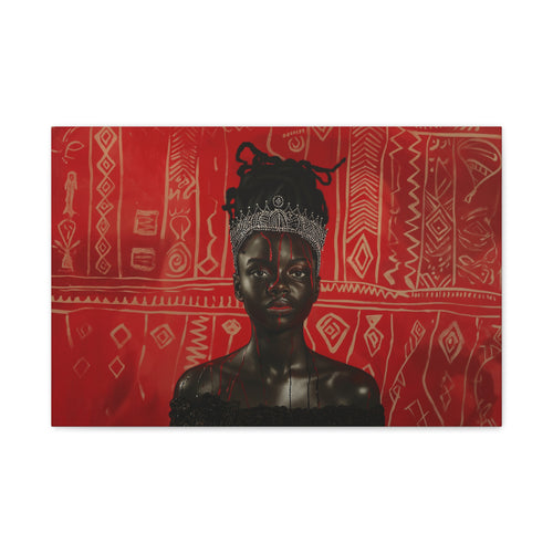 African Queen, wearing crown blood dripping down her body, Wall Art, Black art, Matte Canvas, Stretched, 1.25"