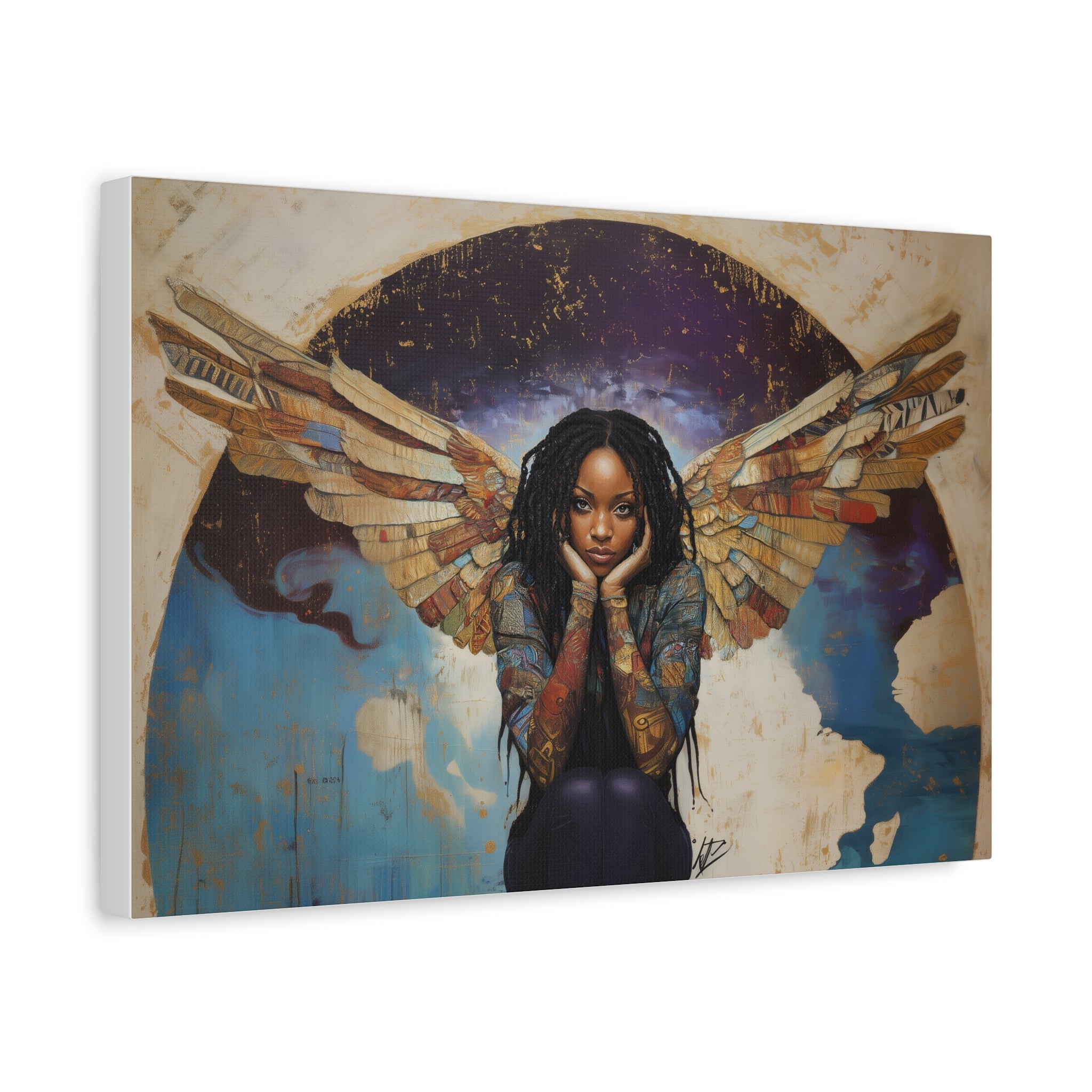 African Angel, Modern Art, Wall Art, Poster, Matte Canvas, Stretched, 1.25"