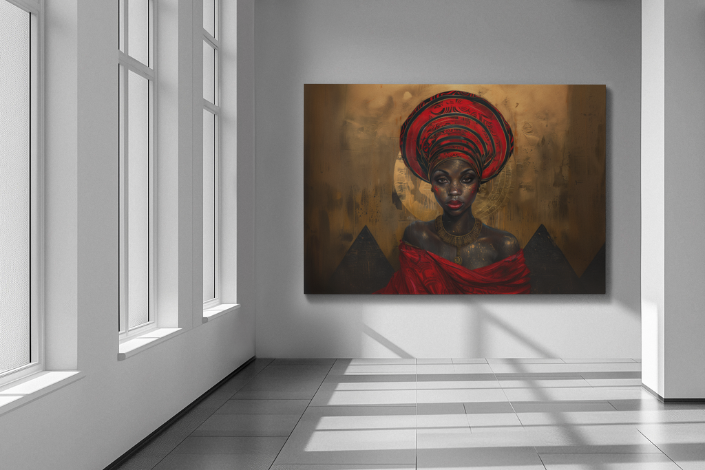 African Beauty1, Wearing Headwrap, Wall Art, Black Art, BlackGirlMagic, Matte Canvas, Stretched, 1.25"