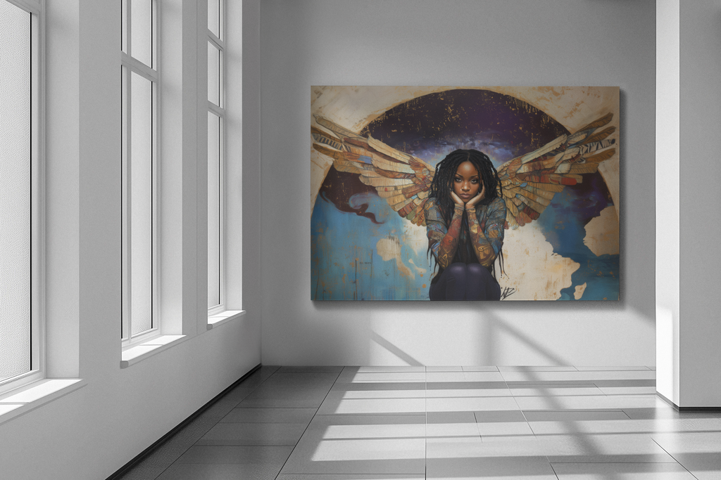 African Angel, Modern Art, Wall Art, Poster, Matte Canvas, Stretched, 1.25"