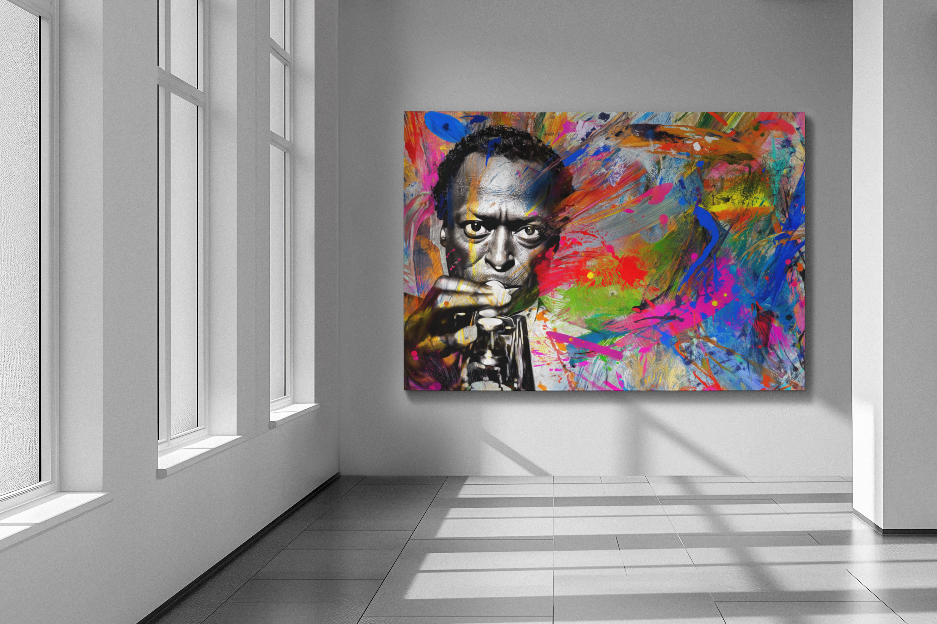 MILES DAVIS — CANVAS ART, The sound. The genius. The legacy., Stretched, 1.25"
