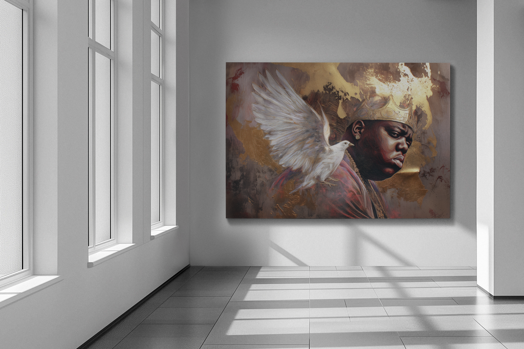 THE NOTORIOUS B.I.G. — CANVAS ART, The crown. The voice. The legacy., Stretched, 1.25"