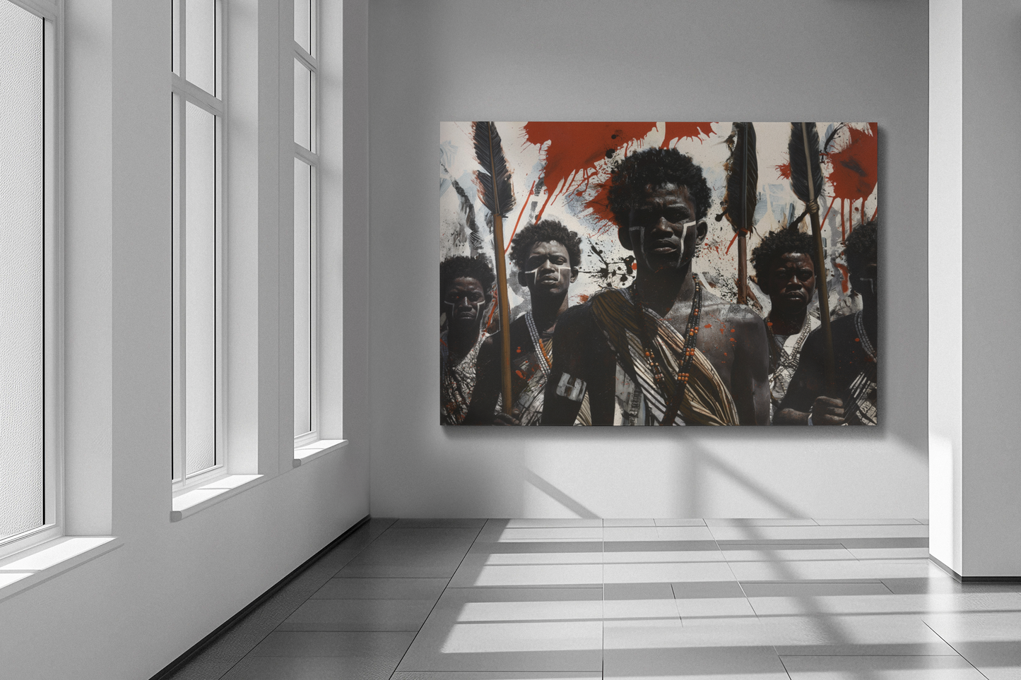 Tribal Warrior1, African art, Warrior Spirit, Wall Art, Modern Art, Matte Canvas, Stretched, 1.25"